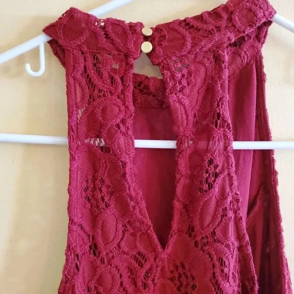 Abercrombie & Fitch Red Lace Mini Dress Size 10 - Picture 4 of 5